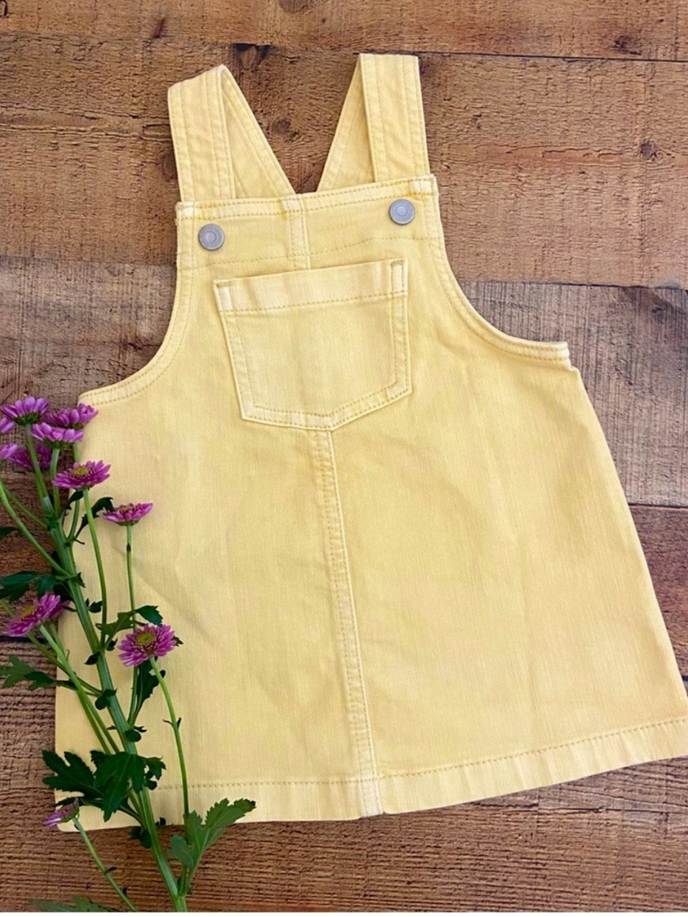 DRESSES (2) Soft Overall Adjustable Denim DRESSES by Old Navy - BLUE + YELLOW - Picture 3 of 15